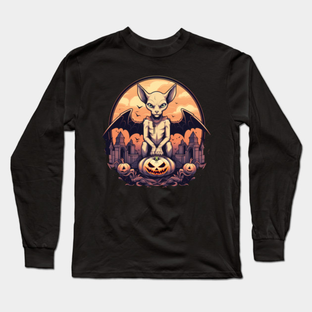 Sphynx Cat Halloween, Cat Lover Long Sleeve T-Shirt by logiamerch