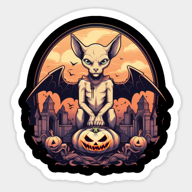 Sphynx Cat Halloween, Cat Lover Sticker by logiamerch