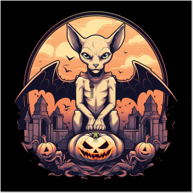 Sphynx Cat Halloween, Cat Lover Wall Art by logiamerch