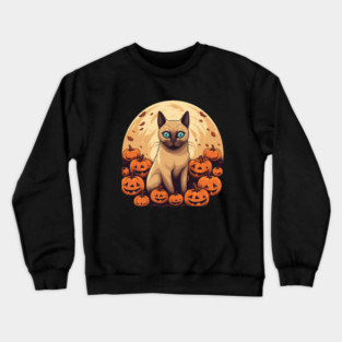 Tonkinese Cat Halloween, Cat Lover Crewneck Sweatshirt