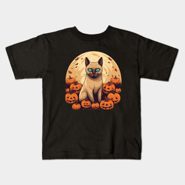 Tonkinese Cat Halloween, Cat Lover Kids T-Shirt by logiamerch