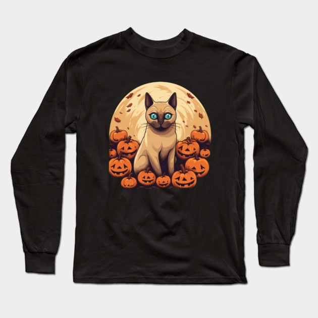 Tonkinese Cat Halloween, Cat Lover Long Sleeve T-Shirt by logiamerch