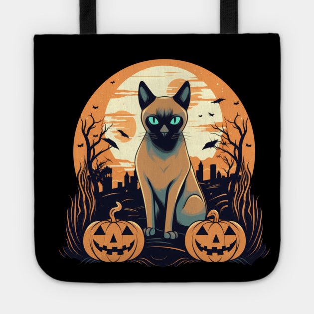 Tonkinese Cat Halloween, Cat Lover Tote by logiamerch