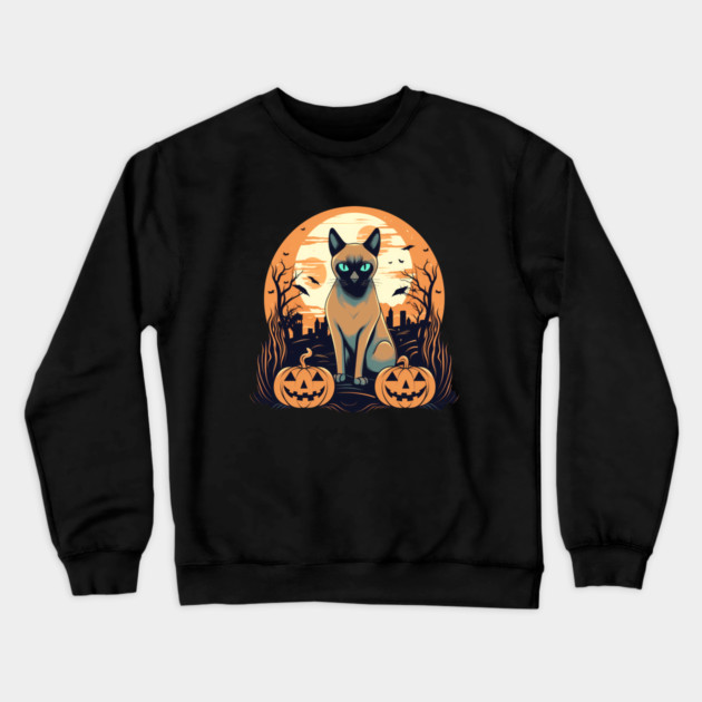 Tonkinese Cat Halloween, Cat Lover Crewneck Sweatshirt by logiamerch