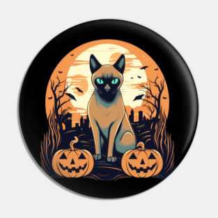Tonkinese Cat Halloween, Cat Lover Pin
