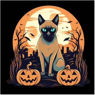Tonkinese Cat Halloween, Cat Lover Posters and Art