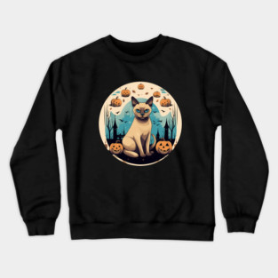 Tonkinese Cat Halloween, Cat Lover Crewneck Sweatshirt