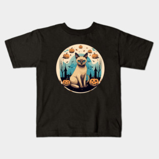 Tonkinese Cat Halloween, Cat Lover Kids T-Shirt