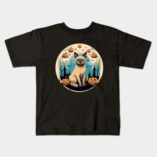 Tonkinese Cat Halloween, Cat Lover Kids T-Shirt by logiamerch