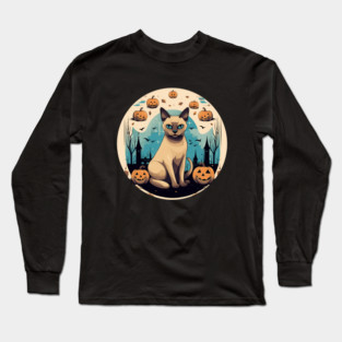 Tonkinese Cat Halloween, Cat Lover Long Sleeve T-Shirt