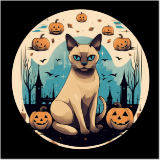 Tonkinese Cat Halloween, Cat Lover Posters and Art