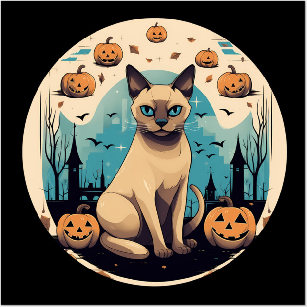 Tonkinese Cat Halloween, Cat Lover Wall Art by logiamerch