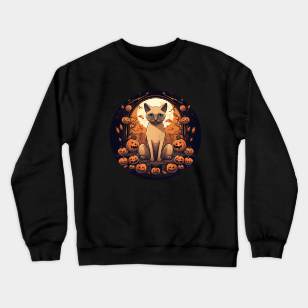 Tonkinese Cat Halloween, Cat Lover Crewneck Sweatshirt by logiamerch