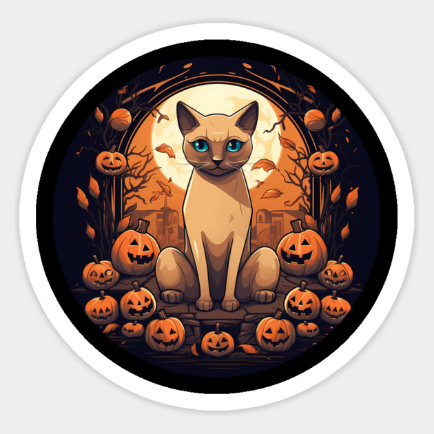 Tonkinese Cat Halloween, Cat Lover Sticker by logiamerch