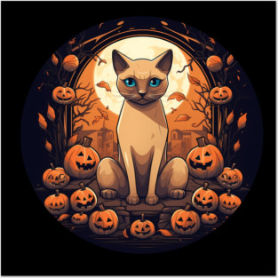 Tonkinese Cat Halloween, Cat Lover Posters and Art