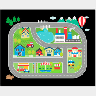 Play Mat Rug Design TShirt Car Trail Playmat BACK of T-Shirt Posters and Art
