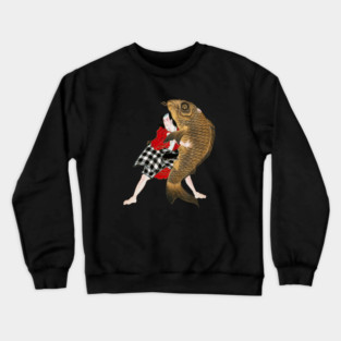 Vintage Japanese Style Samurai Warrior Carp Crewneck Sweatshirt