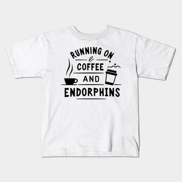 Running on Coffee and Endorphins Kids T-Shirt by Frank Ring