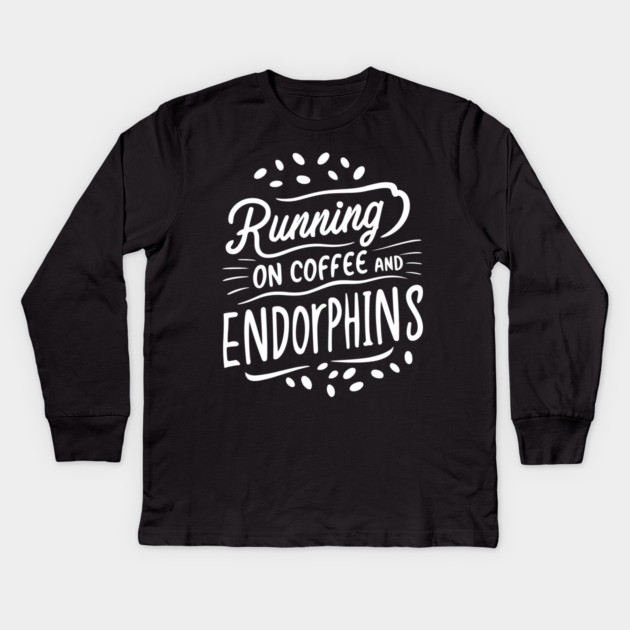 Running on Coffee and Endorphins Kids Long Sleeve T-Shirt by Frank Ring