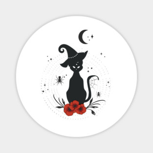 Black Halloween Cat Magnet