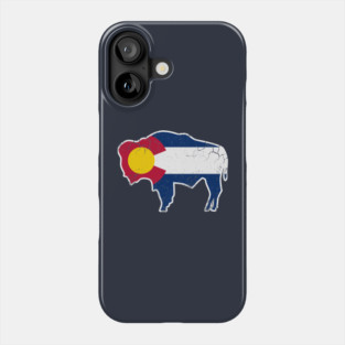 Colorado Flag Buffalo Bison Art Phone Case