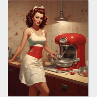 A Pin Up Girl in the Kitchen Posters and Art