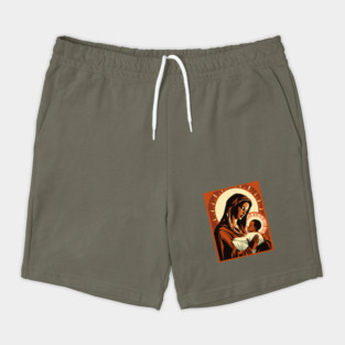 African American Art Virgin Mary Holding Baby Jesus Christ Child Shorts