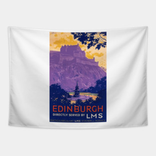 Edinburgh, Scotland - Vintage Travel Poster Design Tapestry