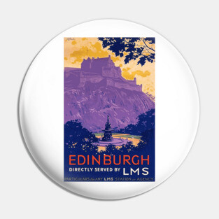 Edinburgh, Scotland - Vintage Travel Poster Design Pin