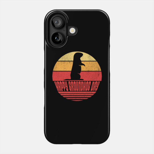 Retro Sunset Groundhog Day Phone Case by HolidayBug