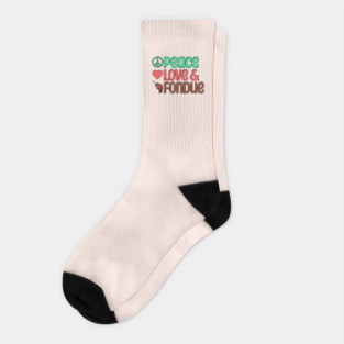 Retro Peace, Love, Chocolate Fondue Socks