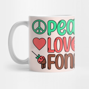 Retro Peace, Love, Chocolate Fondue Mug