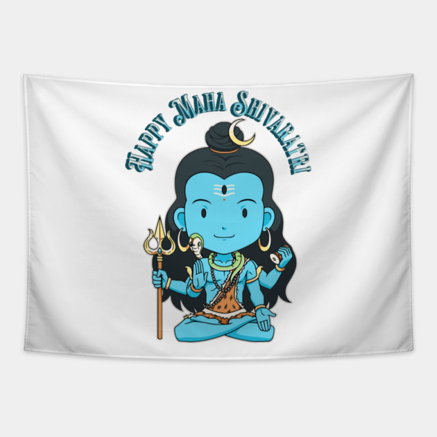 Lord Shiva in Lotus Pose Tapestry by HolidayBug