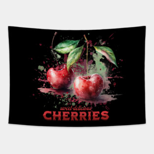 Watercolor Cherries Tapestry