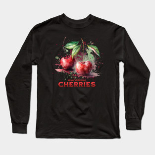 Watercolor Cherries Long Sleeve T-Shirt