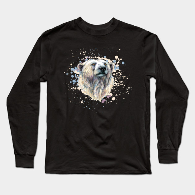 Watercolor Polar Bear Long Sleeve T-Shirt by HolidayBug