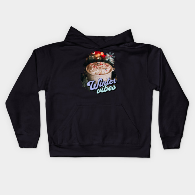 Winter Vibes Hot Cocoa Kids Hoodie by HolidayBug