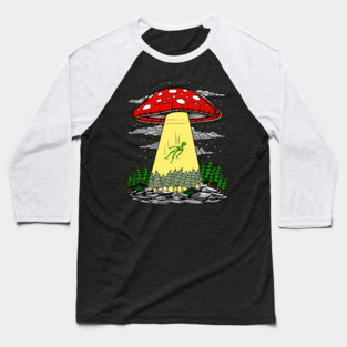 Magic Mushrooms Alien Abduction Baseball T-Shirt