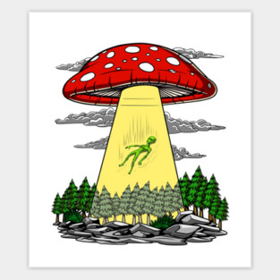 Magic Mushrooms Alien Abduction Sticker