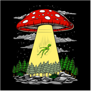 Magic Mushrooms Alien Abduction Posters and Art