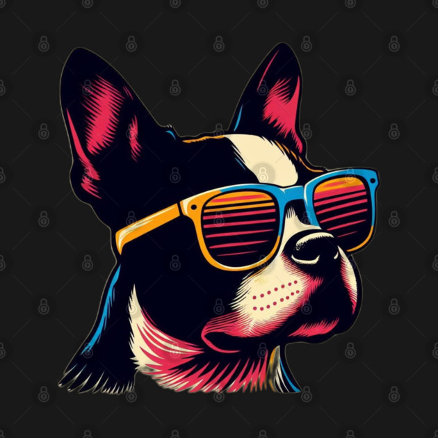 Cute Boston Terrier 80s Style Sunglasses by Yesteeyear