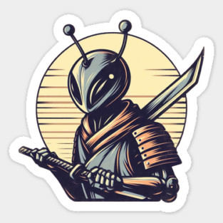Alien Samurai Warrior Japanese Art Style Sticker
