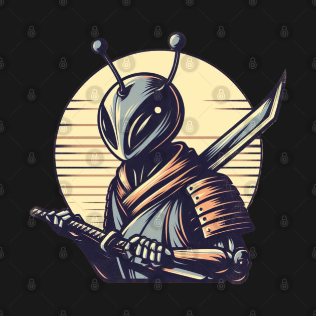 Alien Samurai Warrior Japanese Art Style by Yesteeyear
