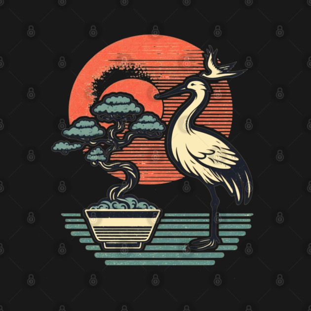 Japanese Bonsai and Crane Rising Sun Dojo by Yesteeyear