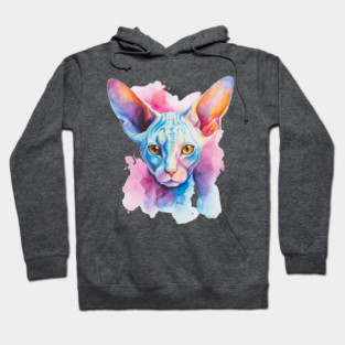 watercolor Cornish Rex Cat Hoodie