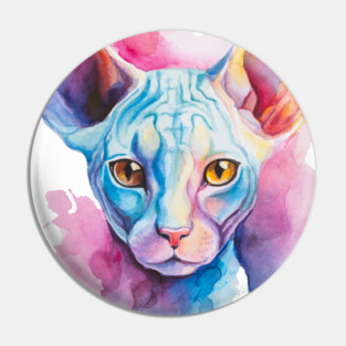 watercolor Cornish Rex Cat Pin