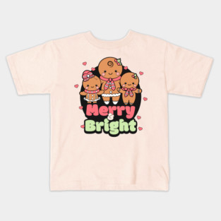 Retro Merry & Bright Gingerbread Man Kids T-Shirt
