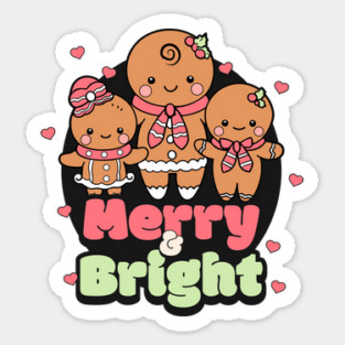 Retro Merry & Bright Gingerbread Man Sticker