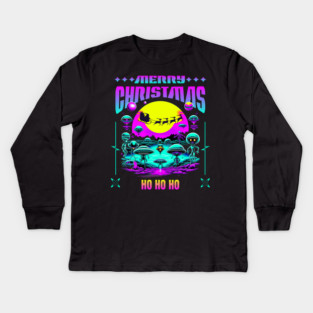 Sci-fi Christmas Aliens Kids Long Sleeve T-Shirt