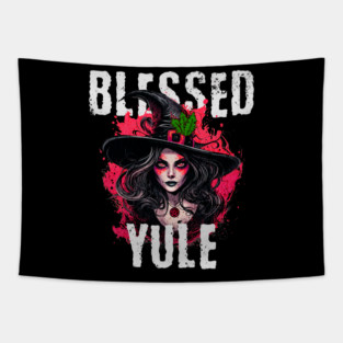 Blessed Yule Witch Tapestry